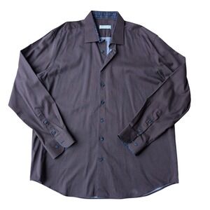 MARCELLO Tailored Italian Fabric Mens Geometric Pattern Dress Shirt‎ XXL